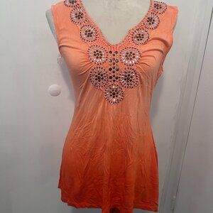 Style&Co Beaded Neckline Ombre Top